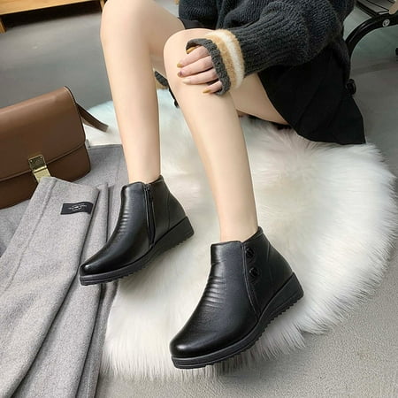 

Zedker Ankle Boots For Women Womens Boots Wide Calf Women S Fashion Boots Thickened Flannel Muffin With Flat Heel Side Zipper Short Boots