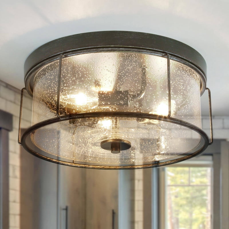LNC Vine 3-Light 13.5-in Brushed Black LED Flush Mount Light for Living Room, Bedroom, and Kitchen