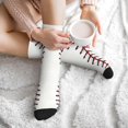 thumbnail image 7 of Men's White Baseball Novelty Athletic Socks Women's Digital Printing Funky Patterned Crew Socks, 7 of 7
