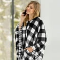 thumbnail image 6 of PAVILIA Fleece Poncho Blanket for Women |  Cozy Wearable Blanket Gift, Warm TV Shawl Sweater Cape with Pom Pom Fringe and Pockets, Gifts for Women (Buffalo Checker White), 6 of 7
