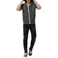 thumbnail image 2 of Unique Bargains Men's Short Sleeve Solid Color Zip Up Sport Hoodies L Dark Gray, 2 of 6