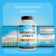 Magnesium Citrate 400 mg - 120 tablets Elemental Magnesium Supports Function of muscles, bones, heart Non-GMO per serving