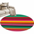 thumbnail image 2 of Abstract Round Living Room Rugs 4 ft, Colorful Mexican Stripe Green Red Orange Farmhouse Washable Area Rug with Non-Slip Sturdy Edge Binding Round Carpet for Entryway Kitchen Bedroom Bathroom, 2 of 9