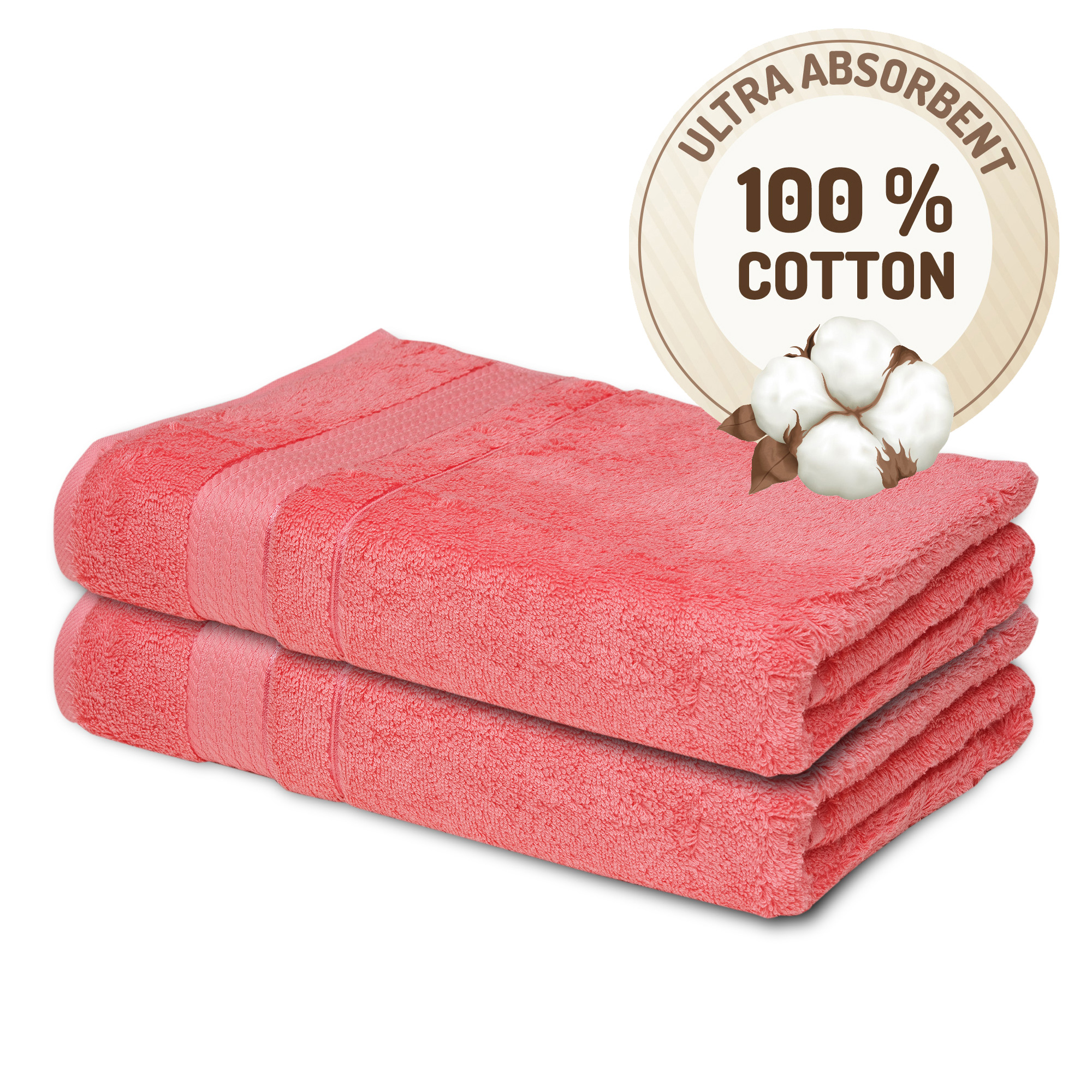 coral pink bath towels