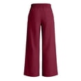 thumbnail image 3 of Womens Wide Leg Sweatpants Elastic High Waist Side Slit Baggy Pants Fashion Casual Drawstring Trousers With Pockets (M, Wine|Trousers), 3 of 9