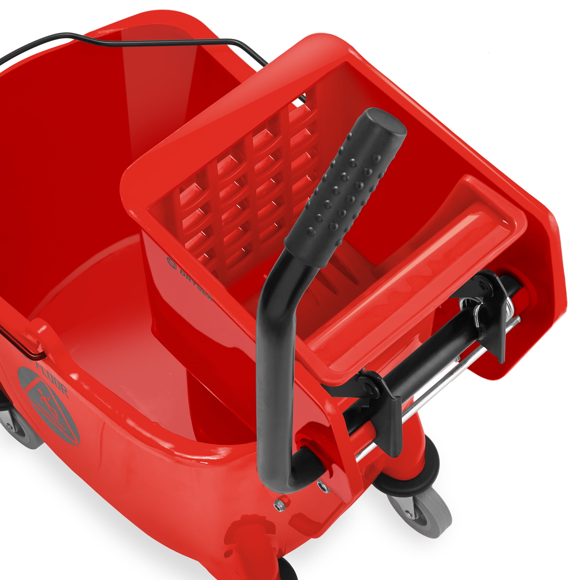 Dryser Commercial Mop Bucket with Side Press Wringer, 33 Quart, Red