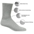 thumbnail image 2 of Mens Womens Diabetic Crew Socks Cotton 6-Pack Non-Binding Top & Cushion Sole - White, 13-15, 2 of 4