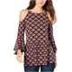 thumbnail image 1 of Michael Kors Blusa con hombros descubiertos y mangas con volantes para mujer, Púrpura, XS, 1 of 2