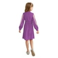 thumbnail image 2 of Actgleam Girls Mesh Long Sleeve Dress Crew Neck A-Line Party Belted Dresses,Purple,11-12Years, 2 of 9