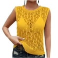 thumbnail image 3 of SROBPTY Womens Casual ‌Tunic, Tank Tops for Women, Women's Casual Solid Crew Neck Knitted Sleeveless Tank Top Gold,M, 3 of 5