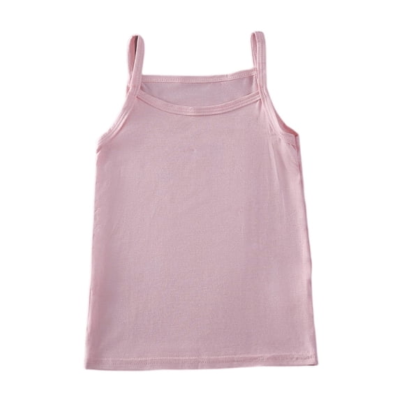Lumtrix Girls Spaghetti Strap Basic Round Neck No Pads Camisole Undershirts Tank Tops Breathable Stretchy Multi-Color Light pink 170