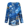 thumbnail image 4 of Xyxonk Womens Plus Size Fall Tops 4x-5x Sexy Long Sleeve Tunic Tops Floral Graphic T-Shirt Crew Neck Tshirts Loose Fit Casual Fall Clothes Blue 5XL, 4 of 5