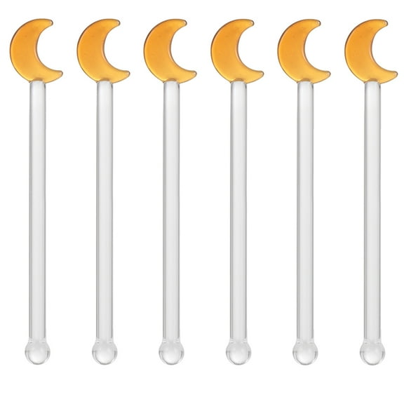 ifundom Clear Glass Stirring Sticks Set of 6 with Comfortable Grip for Home Kitchen and Beverage Mixing