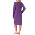 thumbnail image 3 of INSPIRE CHIC Womens Nightgown Long Sleeve Slit High Low Hem Rayon Built in Bra with Pockets Sleepdress Nightwear Pregnancy M Deep Purple, 3 of 5