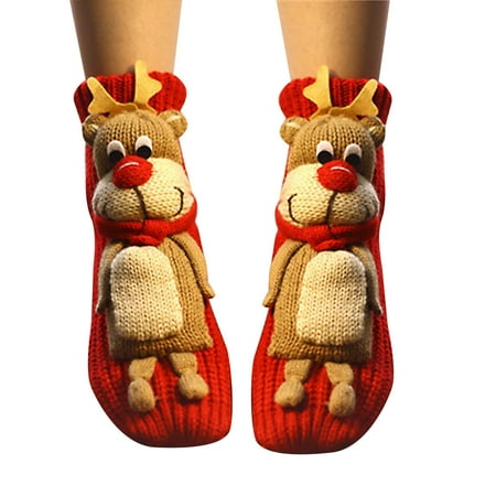 

JeashCHAT Christmas Socks Sleep Socks Lovely Socks Floor Socks Three-dimensional Cartoon Wool Socks Thickened Warm Socks In Winter