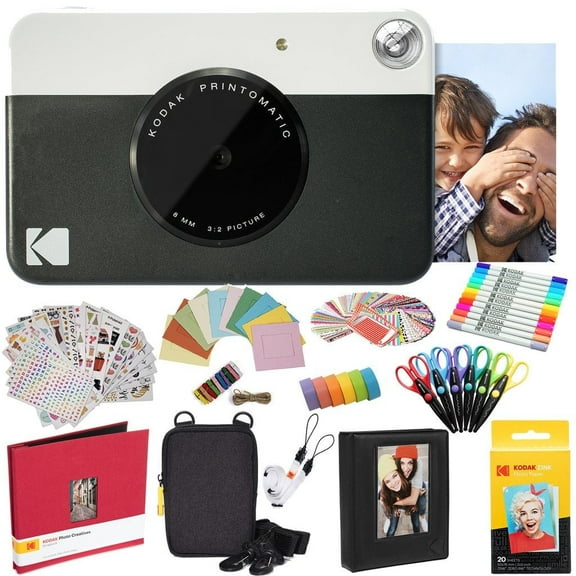 KODAK PRINTOMATIC Instant Print Camera, Point and Shoot Camera, Durable, Compact, Color & B&W