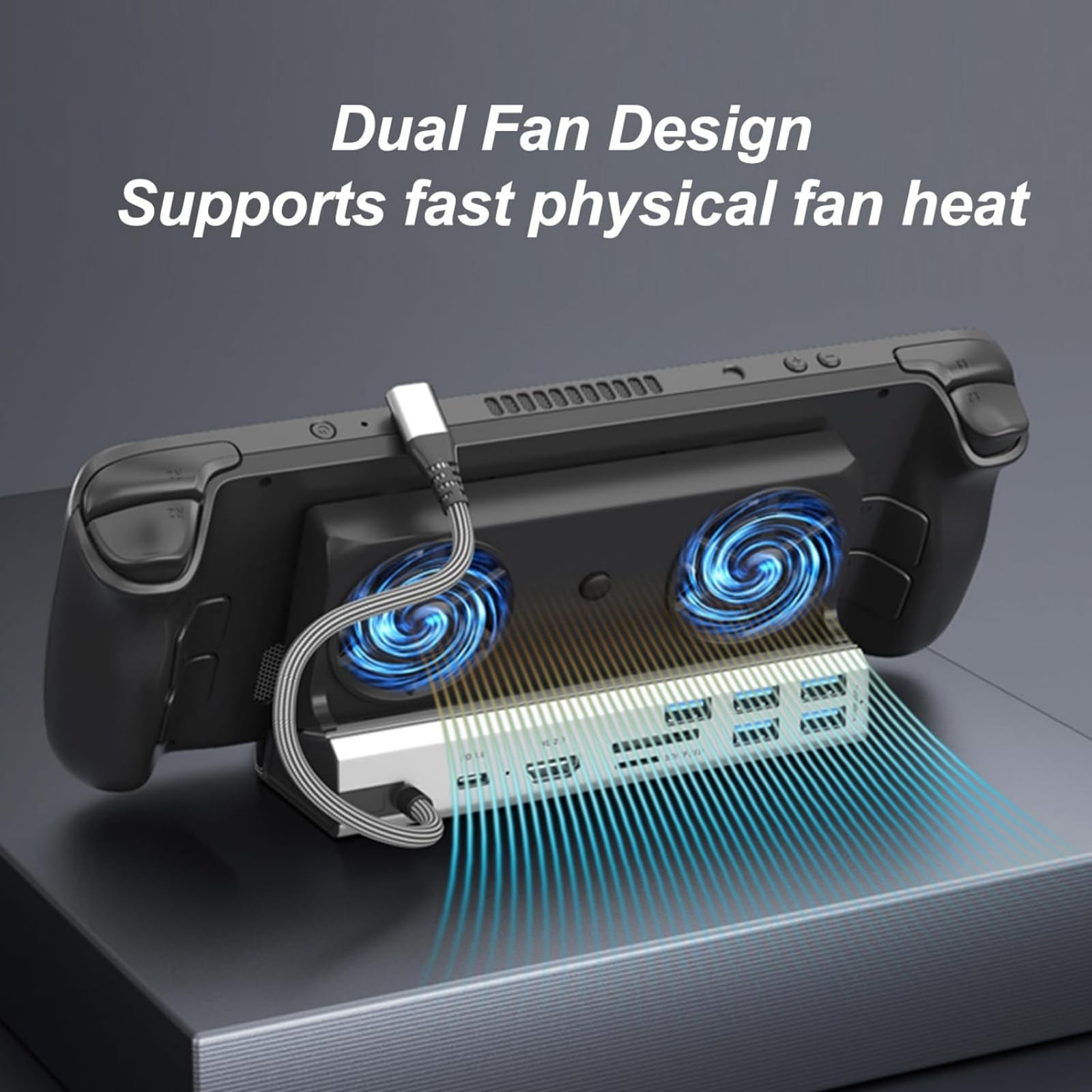 Docking Station for Steam Deck with 2 Fans, 4K 60Hz HD Multimedia Interface, USB 3.0/2.0, Gigabit RJ45, Compatible with ASUS Rog Ally/Switch, with 100W PD Charging Port-Black
