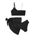 thumbnail image 7 of Girl's 3-Pieces Bikini Set for Kids Color Block Split Bikini with Sleeveless Top & Briefs & Sarong Cover Up Skirts Beach Swimsuit Sets For Kid, 7 of 7