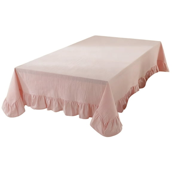Cotton Table Cover For Dining Room Farmhouses Flounces Trim Ruffled Washable Stain Tablecloth Multiple Sizes