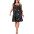 thumbnail image 1 of Chemise de dormir para mujer Agnes Orinda, talla grande, tirantes finos, ropa de dormir suave, lencería 4X, negra, 1 of 6