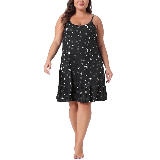 Chemise de dormir para mujer Agnes Orinda, talla grande, tirantes finos, ropa de dormir suave, lencería 4X, negra