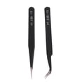 thumbnail image 2 of 4X Nail Art Rhinestones Eyelashes Extension Straight & Curved Tweezers Tool Set-Black, 2 of 10