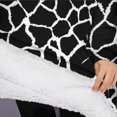 thumbnail image 3 of Oversized Wearable Blanket Hoodie,Black and White Giraffe Pattern Sherpa Blanket Hoodie with Super Pockets,Super Warm Fuzzy Pullover for Women & Men, 3 of 6