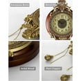 thumbnail image 4 of Large Retro Style Vintage Royal Line Silent High-end Luxury Metal Wood Wall Clock with Swinging Pendulum, 4 of 5