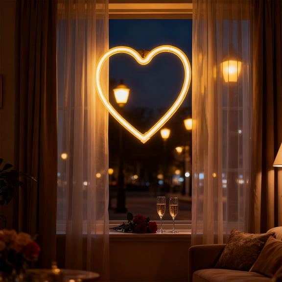 Valentine Neon Decor Lamp for Wedding, Valentine's Day Ornaments, Heart-Shaped Neon Light Valentines Decor, 80S Home Decor Valentines Night Light