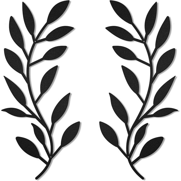 Metal Leaf Wall Decor Set of 2, Botanical Metal Wall Art for Living Room Bedroom Hallway Office, Modern Nature Wall Decoration