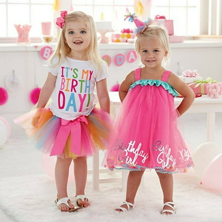 

Baby Girl Kid Toddler Long Sleeve T-shirt+Skirt Dress Outfit Birthday Clothes