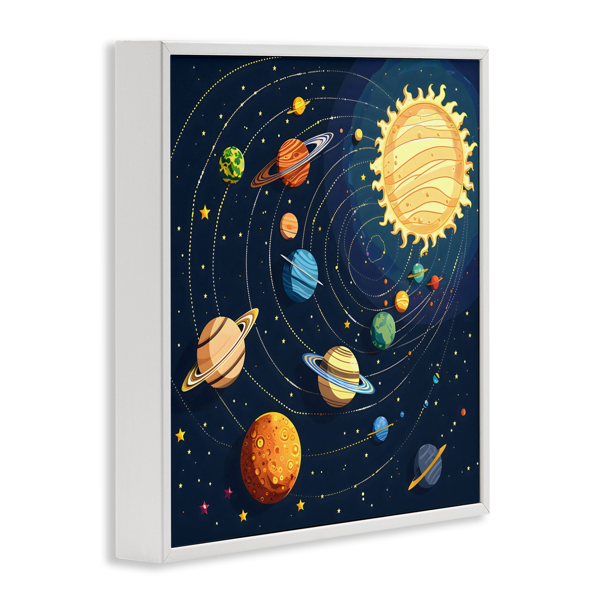 Stupell Industries Planets Around The Sun White Framed Giclee Art, design by Creative Studio
