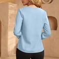 thumbnail image 3 of Tops for Women Casual Long Sleeve V-Neck Solid Blouse Light Blue S, 3 of 5