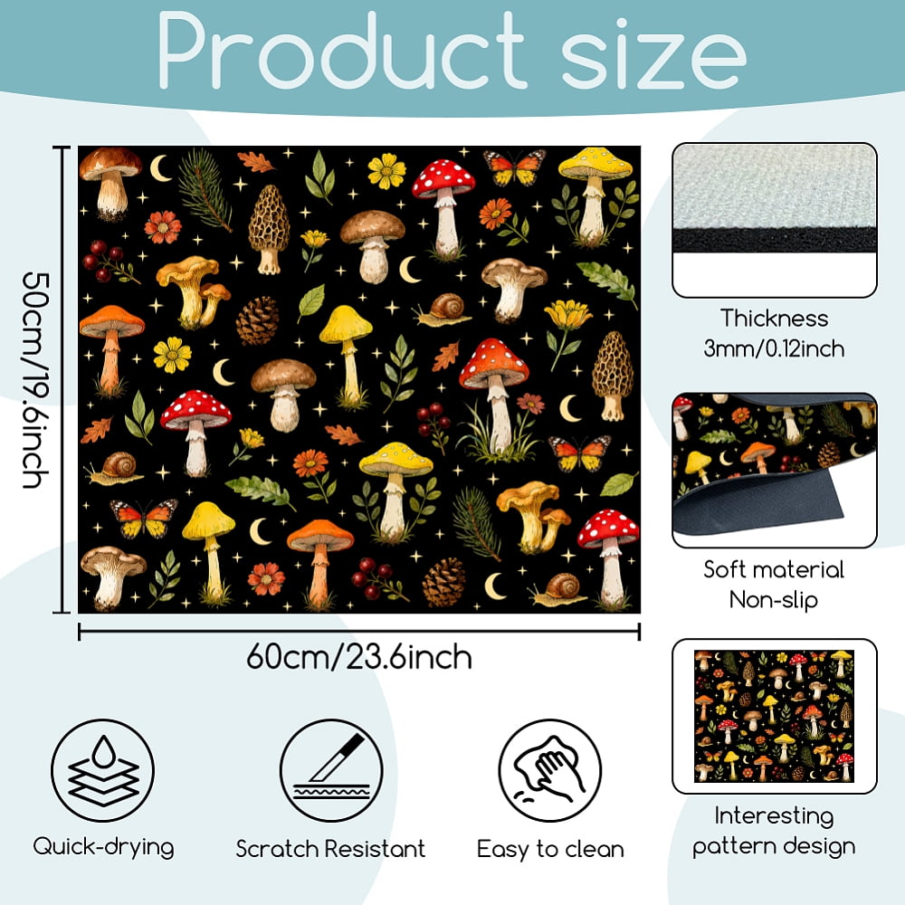 Mushrooms Leaves Washer Dryer Dust Cover 23.6×19.69inch Butterflies Snails Washing Machine Top Protector Pads Non Slip Washing Machine Top Covers