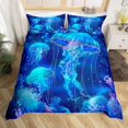 thumbnail image 2 of Erosebridal Housse de Couette Méduse Marine Simple, Housse de Couette Faune Marine Simple, Bleu, Réversible 2 Pcs, (Sans Couette), 2 of 6