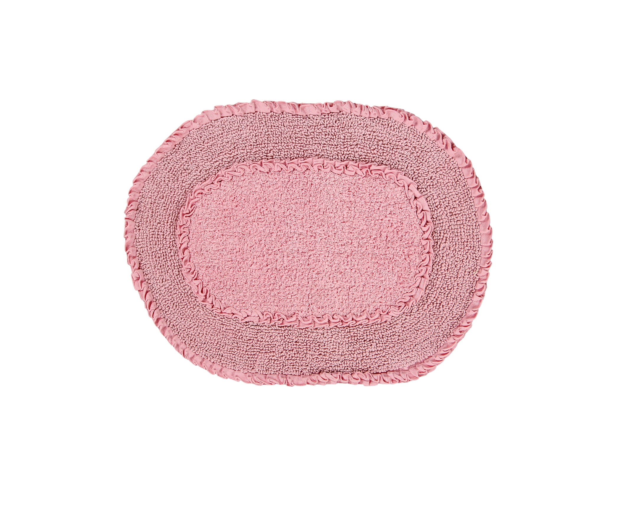 DOUBLE RUFFLE 17X24 PINK BATH RUG