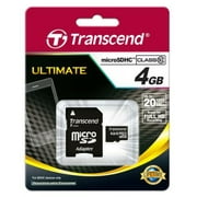 Transcend 4GB Micro SDHC Flash Memory Card with Adapter