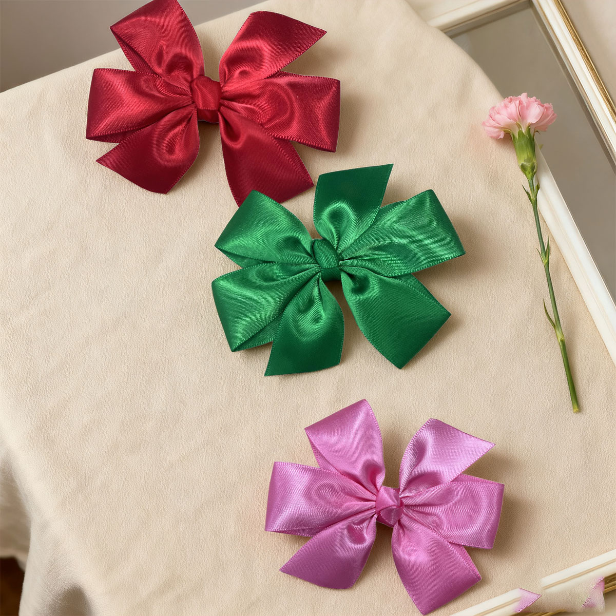 JoyBowie 12+12 Pack Small Ruffled Hair Bows & Satin Hair Bows, Alligator Clips for Girls