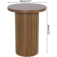 thumbnail image 2 of Farmhouse Pedestal End Table Round Side Table with Fluted Panel Rustic Drink Table for Small Space Living Room (Walnut), 2 of 8