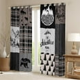 thumbnail image 2 of Rustic Lodge Bear Deer Curtains, Farmhouse Cabin Curtains & Drapes Bedroom Decor, Retro Vintage Farm House Blackout Curtains Checkered Buffalo Plaid Patchwork Window Curtains 38"Wx54"L, 2 of 5