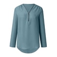 thumbnail image 3 of WTXUE Blouses for Women Button Women LadiesLoose Shirt Chiffon Zipper s Plus Size Tops Long Sleeve Plus Size Tops for Women, light blue tops for women Small, 3 of 8
