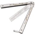 thumbnail image 1 of Peine de mariposa de acero inoxidable Balisong plegable plateado, 1 of 5