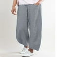 thumbnail image 2 of Besolor Wide Leg Pants for Women Casual Elastic Waist Cotton Linen Pants Solid Color Loose Comfy Lounge Trousers, 2 of 5