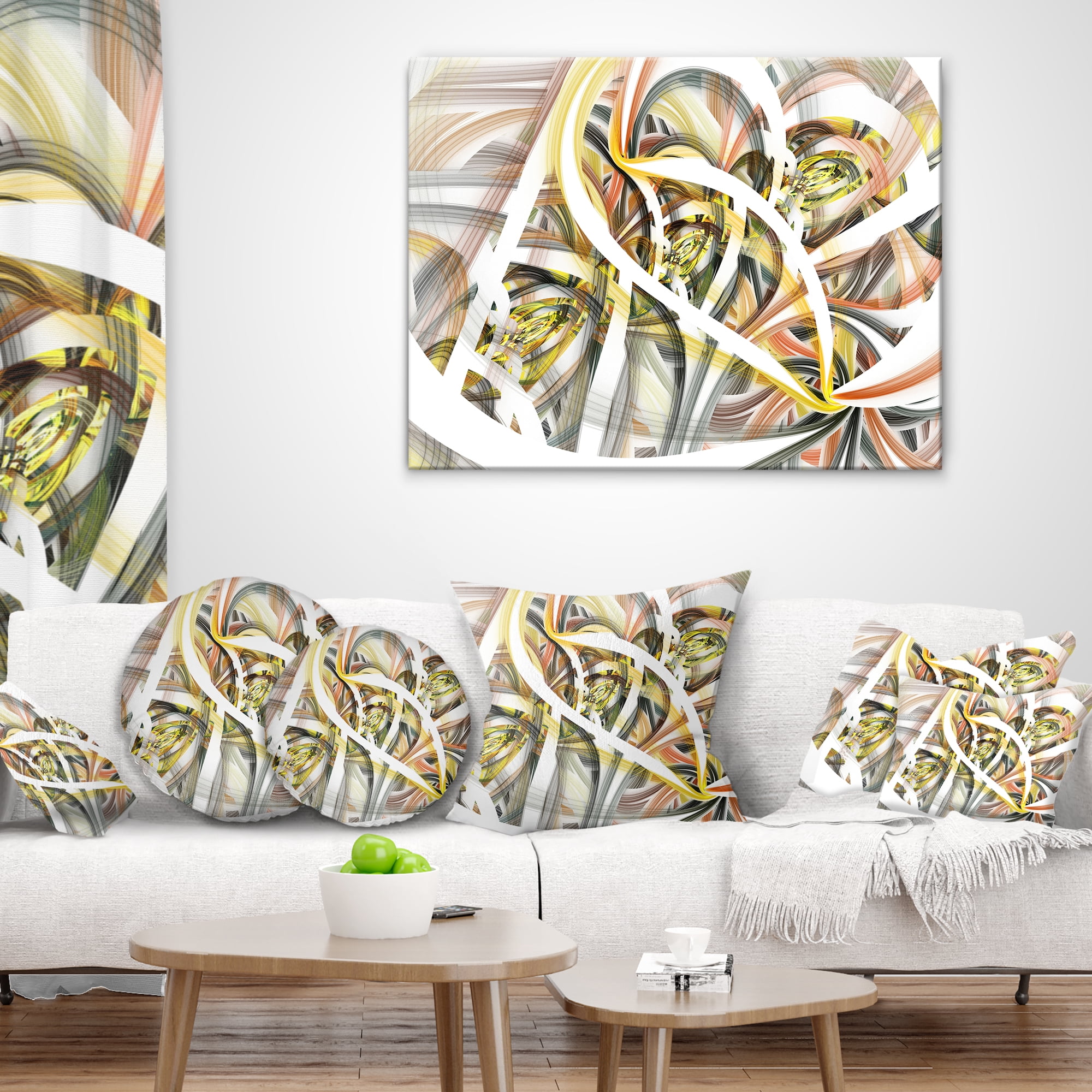 Designart Symmetrical Spiral Fractal Flowers - Contemporary Throw Pillow - 16x16