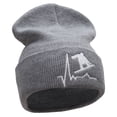 thumbnail image 4 of Snowboarding Life Embroidered 12 Inch Long Knitted Beanie - Heather Grey OSFM, 4 of 5