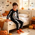 thumbnail image 3 of FEDPOP Little Boys Skeleton Pajamas Kids Glow in the Dark Cotton Sleepwear Set 7T, 3 of 8