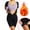 Black Blue, variant on Women Sauna Suit Sweat Vest Waist Trainer 3-in-1 Slimming Full Body Shaper Workout Top with Short Sleeve