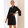 thumbnail image 3 of Vestido Elegante de Oficina Allegra K con Doble Botonadura y Cinturón Negro S, 3 of 6