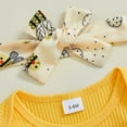 thumbnail image 6 of Okbabeha Newborn Baby Girl Outfits Long Sleeve Bee Print Romper Bodysuit With Skirt Bows Infant Clothes, 6 of 8