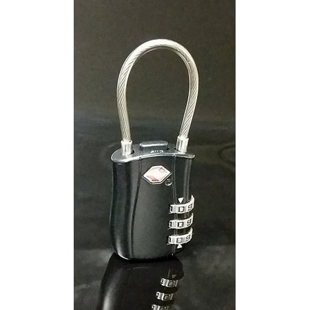 - TSA Travel Padlock 3 Dial Combination Flexible Shackle Black Baggage Set your own Combo, set your own combo By Fradon Lock